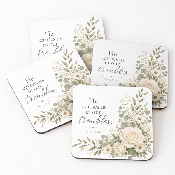 Item preview, He Carries Us Floral Christian Bible Verse Design designed and sold by MissDJLI.