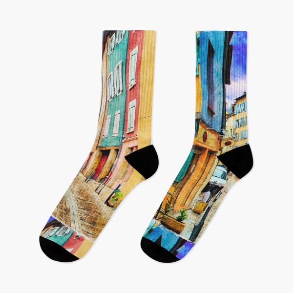 Item preview, Colorful European Street Architecture Print | Mediterranean City Art | Travel Wall Poster designed and sold by DigitalChickHub.
