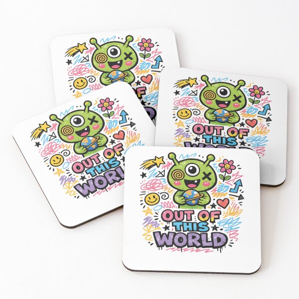 Item preview, Out of This World – Cute Alien Doodle Grunge Cartoon T-Shirt designed and sold by aswan2000.