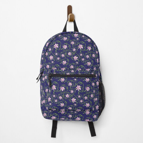 Item preview, Pink posies with green vines on a navy background designed and sold by Nana Dancer Designs.