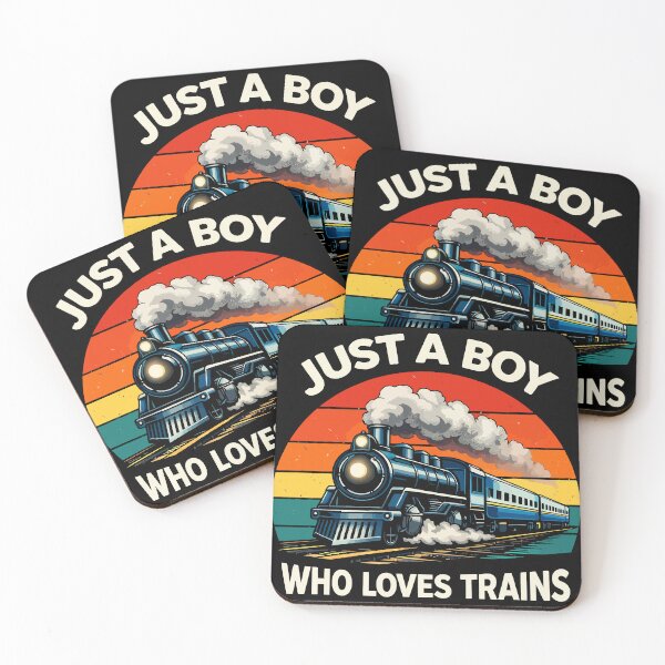 Item preview, Just A Boy Who Loves Trains - Vintage Retro Steam Locomotive Train Art designed and sold by BendyBeasts.