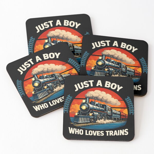 Item preview, Just A Boy Who Loves Trains - Vintage Retro Steam Locomotive Train Art designed and sold by BendyBeasts.