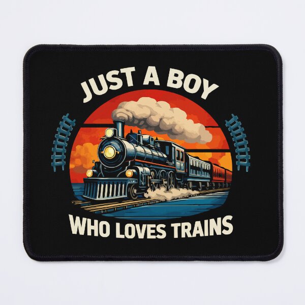 Item preview, Just A Boy Who Loves Trains - Vintage Retro Steam Locomotive Train Art designed and sold by BendyBeasts.