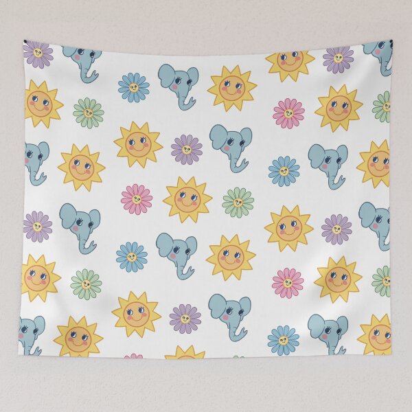 Item preview, Elephant, Sun & Flowers Set- Cute Illustrations for Kids designed and sold by YGA Studio.