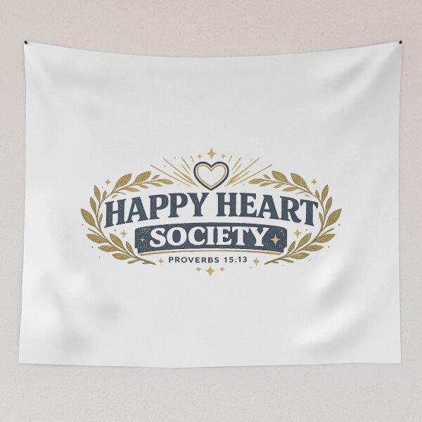 Item preview, Happy Heart Society Proverbs 15:13 Christian Faith Vintage Laurel Wreath Design designed and sold by SoulThread Studio.