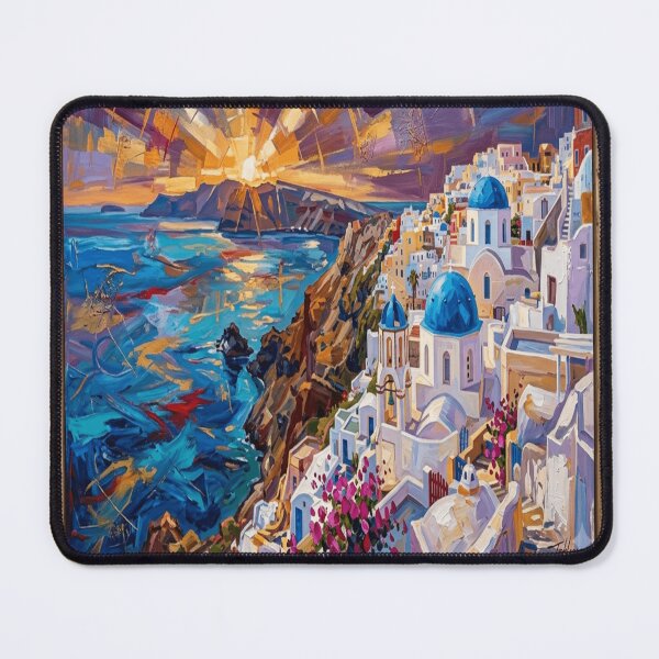 Item preview, Golden Sunset over Santorini: Expressionist Oil Painting designed and sold by STAR-OVA.