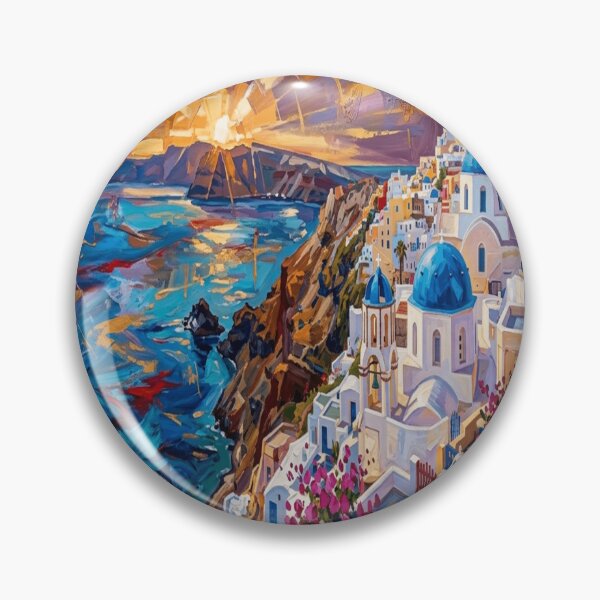 Item preview, Golden Sunset over Santorini: Expressionist Oil Painting designed and sold by STAR-OVA.