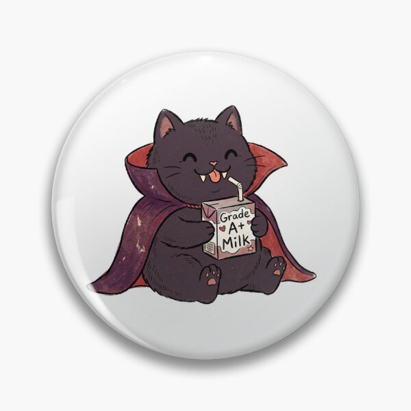 Item preview, Kawaii Vampire Cat Drinking Milk Carton Halloween Art Print designed and sold by Ink & Void Co..