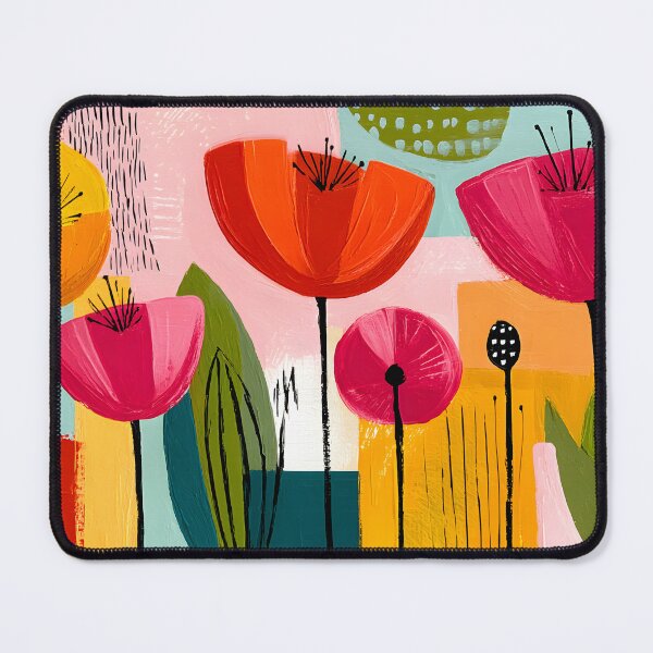 Item preview, Modern Floral Harmony with Bright Stylized Blooms and Colorful Geometric Abstract Botanical Wall Art designed and sold by OlfactoART Studio.
