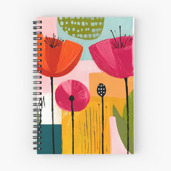 Item preview, Modern Floral Harmony with Bright Stylized Blooms and Colorful Geometric Abstract Botanical Wall Art designed and sold by OlfactoART Studio.