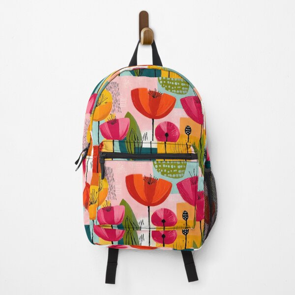 Item preview, Modern Floral Harmony with Bright Stylized Blooms and Colorful Geometric Abstract Botanical Wall Art designed and sold by OlfactoART Studio.