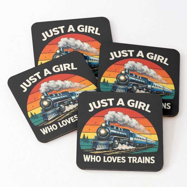 Item preview, Just A Girl Who Loves Trains - Vintage Retro Steam Locomotive Train Art designed and sold by BendyBeasts.