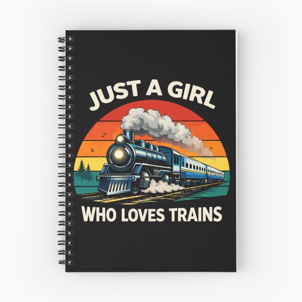 Item preview, Just A Girl Who Loves Trains - Vintage Retro Steam Locomotive Train Art designed and sold by BendyBeasts.