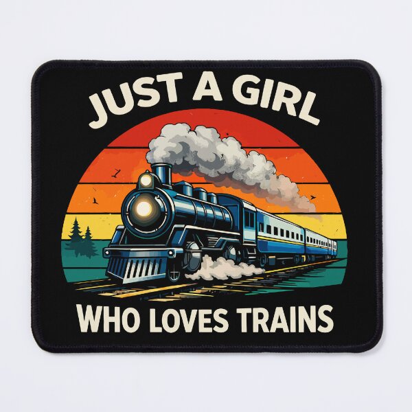 Item preview, Just A Girl Who Loves Trains - Vintage Retro Steam Locomotive Train Art designed and sold by BendyBeasts.
