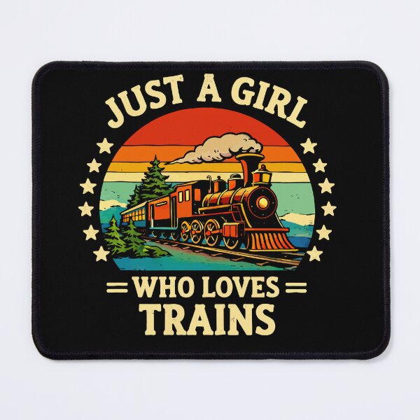 Item preview, Just A Girl Who Loves Trains - Vintage Retro Steam Locomotive Train Art designed and sold by BendyBeasts.