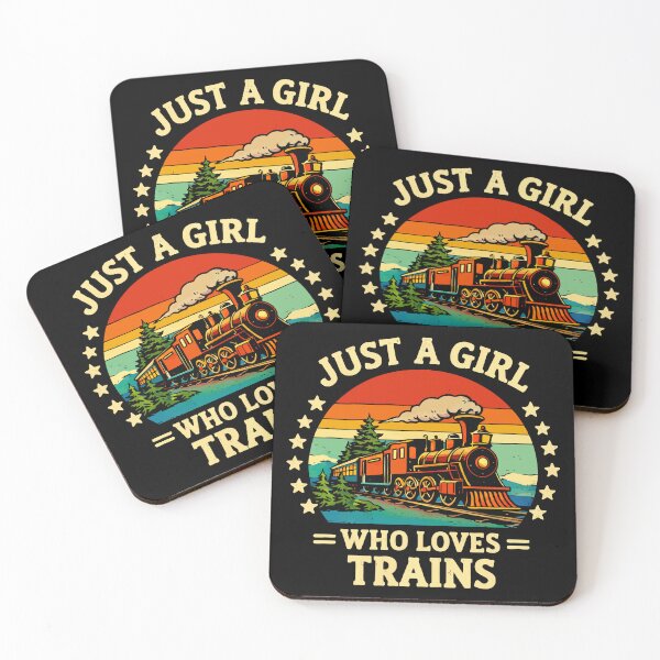Item preview, Just A Girl Who Loves Trains - Vintage Retro Steam Locomotive Train Art designed and sold by BendyBeasts.