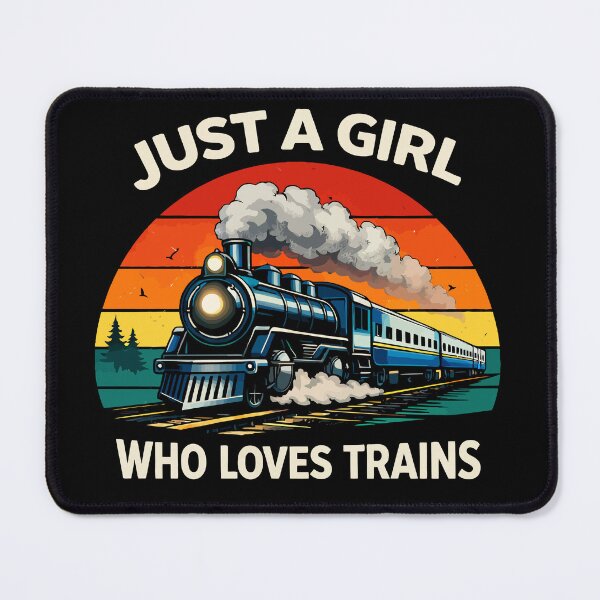 Item preview, Just A Girl Who Loves Trains - Vintage Retro Steam Locomotive Train Art designed and sold by BendyBeasts.