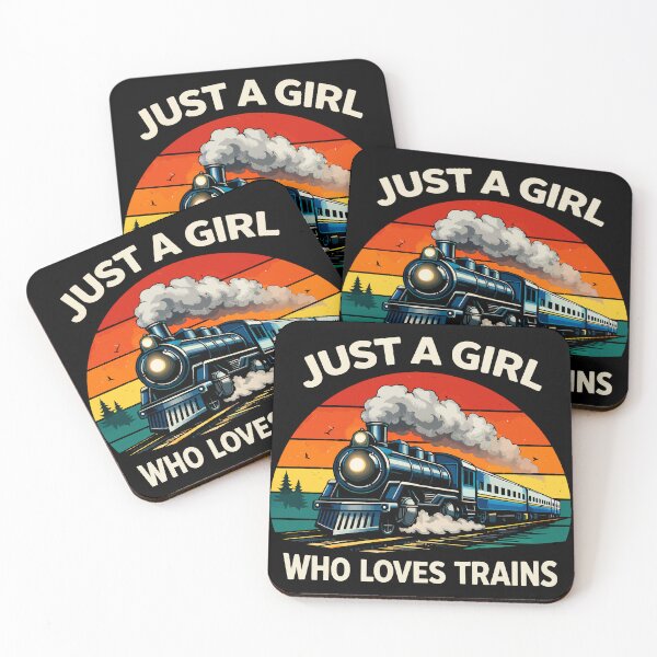 Item preview, Just A Girl Who Loves Trains - Vintage Retro Steam Locomotive Train Art designed and sold by BendyBeasts.