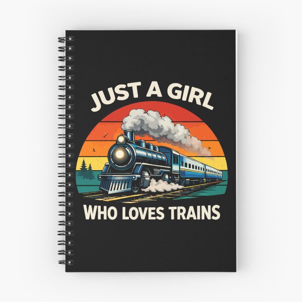 Item preview, Just A Girl Who Loves Trains - Vintage Retro Steam Locomotive Train Art designed and sold by BendyBeasts.