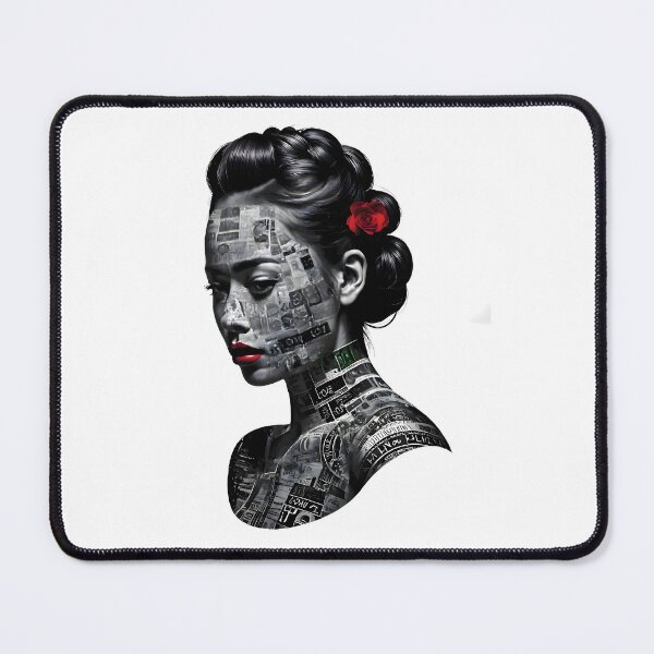 Item preview, Monochrome Typographic Portrait of a Woman Made of Love variation 3 designed and sold by Lucia Amaris Art.