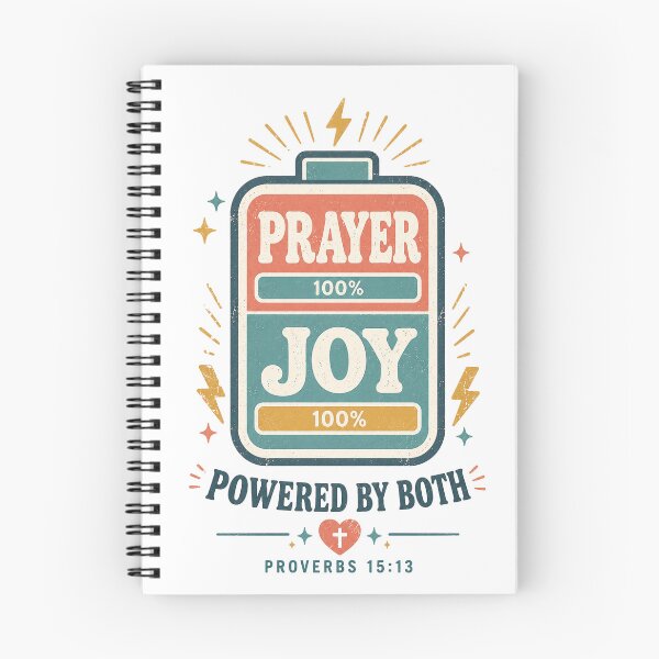 Item preview, Powered by Prayer and Joy Battery Christian Shirt Proverbs 15:13 Faith Design designed and sold by SoulThread Studio.