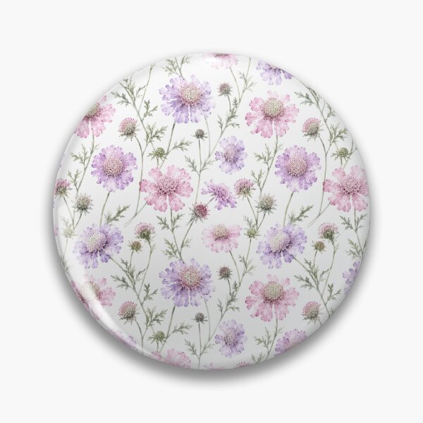 Item preview, Scabiosa Pincushion Lilac Watercolor Seamless Floral Pattern designed and sold by Inkworksbyshery.