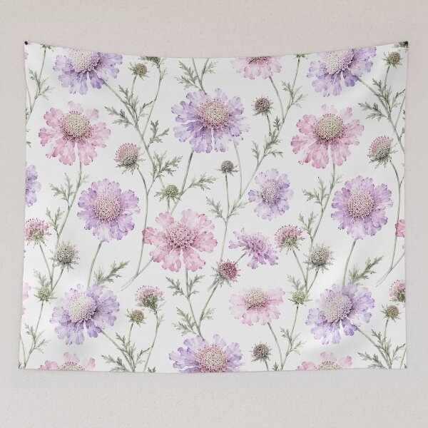 Item preview, Scabiosa Pincushion Lilac Watercolor Seamless Floral Pattern designed and sold by Inkworksbyshery.