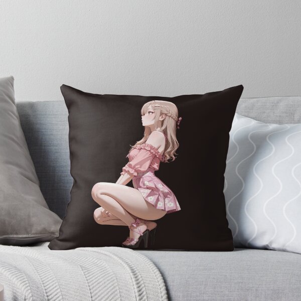 Item preview, Cute pink dress Waifu Girl with Underboob Manga Stickers and Prints. designed and sold by Kyoot Prints.