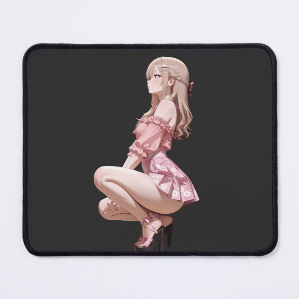 Item preview, Cute pink dress Waifu Girl with Underboob Manga Stickers and Prints. designed and sold by Kyoot Prints.