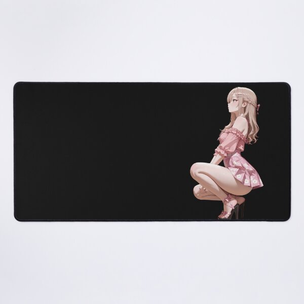 Item preview, Cute pink dress Waifu Girl with Underboob Manga Stickers and Prints. designed and sold by Kyoot Prints.