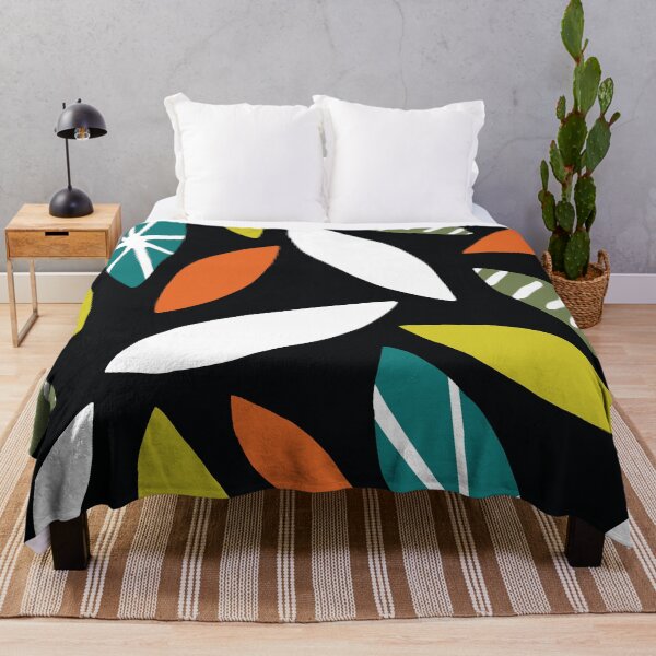 Artikelvorschau, Mid-Century Modern Grünes und oranges abstraktes Blättermuster entworfen und verkauft von DEC02.
