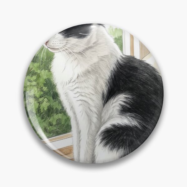 Item preview, Black and White Tuxedo Cat sitting by Window designed and sold by Skuvane-Vecbani.