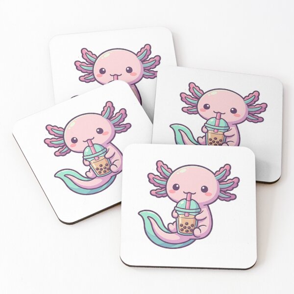 Item preview, Cute Kawaii Axolotl Drinking Boba Tea designed and sold by JanElJaJas.