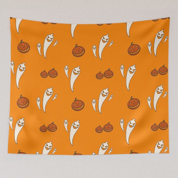 Item preview, Whimsical Halloween Ghosts And Orange Pumpkin Pattern designed and sold by DEC02.