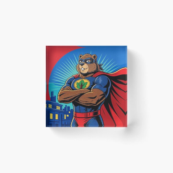 Item preview, Super Beaver Hero Vintage Pop Art Cartoon designed and sold by ElvisVintagePosters.