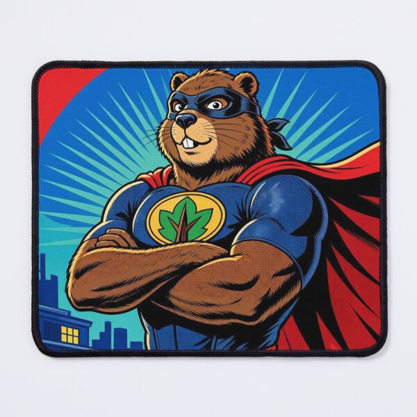 Item preview, Super Beaver Hero Vintage Pop Art Cartoon designed and sold by ElvisVintagePosters.