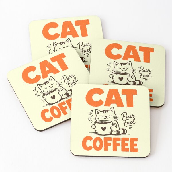 Item preview, Cute Cat Coffee Outline Design | Minimalist "CAT COFFEE" Typography Art designed and sold by CutPawStudio.
