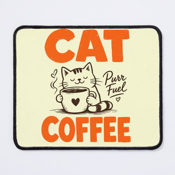 Item preview, Cute Cat Coffee Outline Design | Minimalist "CAT COFFEE" Typography Art designed and sold by CutPawStudio.