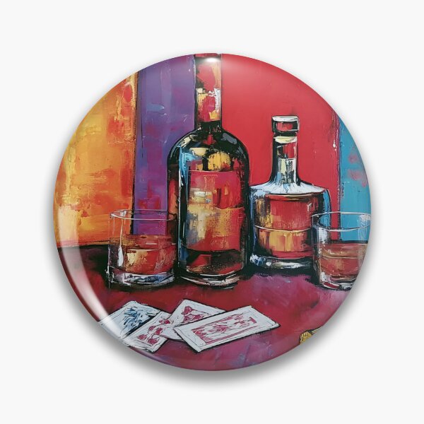 Item preview, Whiskey Poker Night Celebration with Playing Cards and Colorful Casino Table Art for Game Room Decor designed and sold by OlfactoART Studio.