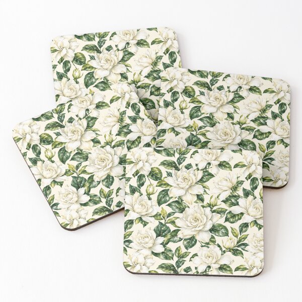 Item preview, Gardenia White Velvet Watercolor Seamless Floral Pattern designed and sold by Inkworksbyshery.