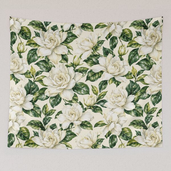 Item preview, Gardenia White Velvet Watercolor Seamless Floral Pattern designed and sold by Inkworksbyshery.
