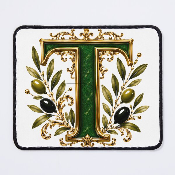 Item preview, Elegant Letter T Monogram with Olive Branches & Gold Botan ical Design | Luxury Green Floral Initial designed and sold by MoodLay.