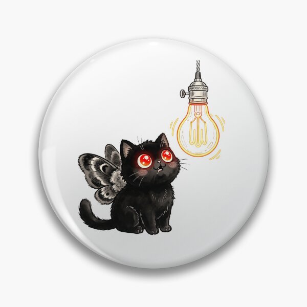 Item preview, Moth-Mew & Neon Light Bulb Cat Kawaii Vintage Line Art Sticker designed and sold by Ink & Void Co..
