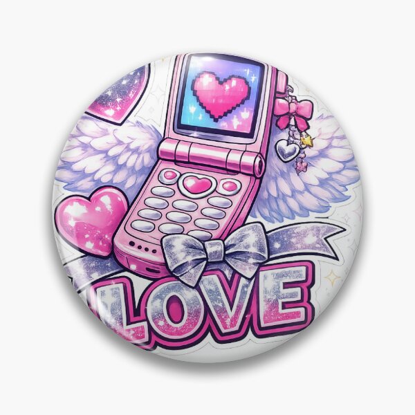 Item preview, Y2K Pink Flip Phone Angel Wings Kawaii Retro Heart Aesthetic designed and sold by ArtPrintPov.