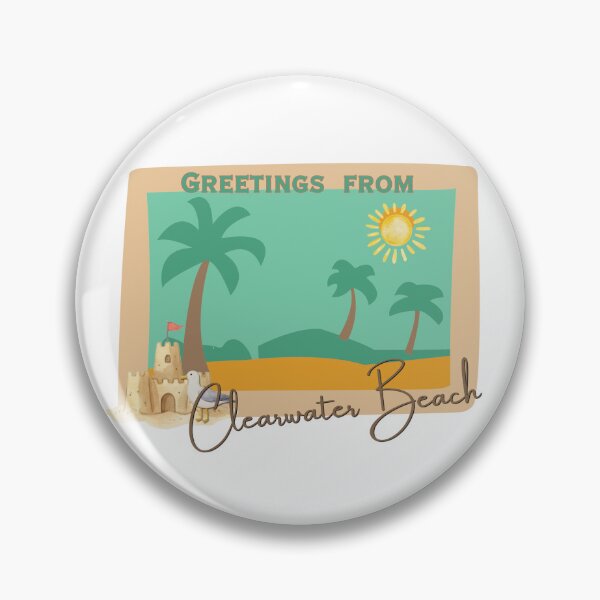 Item preview, Greetings from Clearwater Beach - Retro Postcard Sun Palm Trees Sandcastle designed and sold by DonnaRaine.