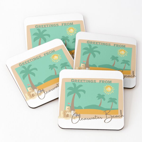 Item preview, Greetings from Clearwater Beach - Retro Postcard Sun Palm Trees Sandcastle designed and sold by DonnaRaine.