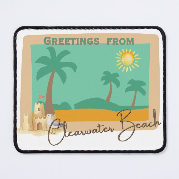 Item preview, Greetings from Clearwater Beach - Retro Postcard Sun Palm Trees Sandcastle designed and sold by DonnaRaine.