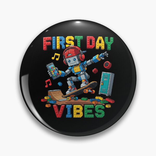Item preview, First Day Vibes Skater Robot Skateboard School Blocks designed and sold by Krasnovaovaova.