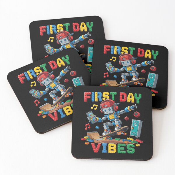 Item preview, First Day Vibes Skater Robot Skateboard School Blocks designed and sold by Krasnovaovaova.