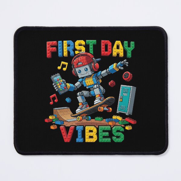 Item preview, First Day Vibes Skater Robot Skateboard School Blocks designed and sold by Krasnovaovaova.